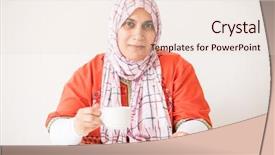  Presentation with woman muslim - Slides enhanced with women islam - muslim traditional woman background and a  colored foreground