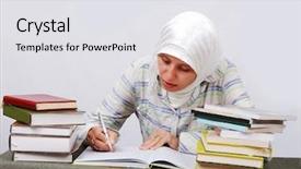  Presentation with woman muslim - Amazing presentation theme having women islam - young muslim woman in traditional backdrop and a white colored foreground