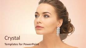  Presentation with diamond - PPT theme enhanced with women jewlery accessories - close up of beautiful woman background and a lemonade colored foreground