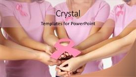  Presentation with children cancer awareness - Cool new PPT theme with women keep emblem of awareness backdrop and a  colored foreground