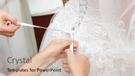 Presentation with wedding white - Presentation having women lacing white wedding dress background and a soft green colored foreground