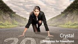  Presentation with women leadership - Colorful slide set enhanced with women leadership - businesswoman on a road ready backdrop and a gray colored foreground