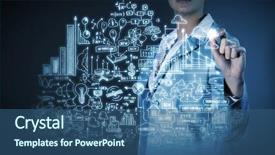  Presentation with sketching - Cool new theme with women leadership - close up of businesswoman sketching backdrop and a ocean colored foreground