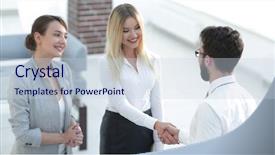  Presentation with partners - Amazing slides having women leadership - handshake business partners backdrop and a  colored foreground