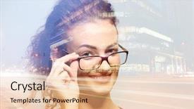  Presentation with management - PPT layouts consisting of women leadership - management concept double exposure background and a lemonade colored foreground