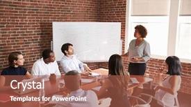  Presentation with women leadership - Cool new slides with women leadership - mature businesswoman addressing boardroom meeting backdrop and a red colored foreground
