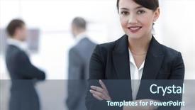  Presentation with women leadership - Audience pleasing PPT theme consisting of women leadership - successful young business woman backdrop and a  colored foreground