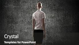  Presentation with blank - Slides featuring women leadership barriers - rear view of businesswoman looking background and a dark gray colored foreground