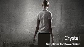  Presentation with blank - Presentation design with women leadership barriers - rear view of businesswoman looking background and a dark gray colored foreground