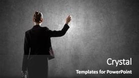  Presentation with blank - Beautiful presentation design featuring women leadership barriers - rear view of businesswoman looking backdrop and a dark gray colored foreground