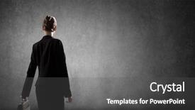  Presentation with women leadership - Beautiful slide deck featuring women leadership barriers - rear view of businesswoman looking backdrop and a dark gray colored foreground