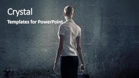  Presentation with rear view mirror - PPT theme with women leadership barriers - rear view of businesswoman looking background and a dark gray colored foreground