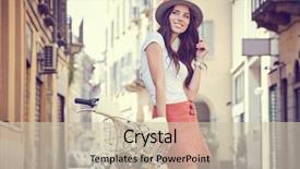  Presentation with sad woman walking - PPT layouts with ville nice - young woman walking with her background and a mint green colored foreground