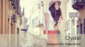  Presentation with bicycle - Slide deck featuring ville nice - young woman walking with her background and a soft green colored foreground