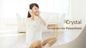  Presentation with movements of women in asia - Beautiful PPT theme featuring women listening to the music backdrop and a lemonade colored foreground