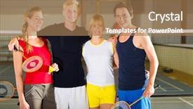  Presentation with look forward - Amazing slides having women look forward to badminton backdrop and a coral colored foreground