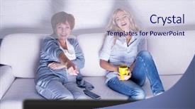  Presentation with comedy - PPT layouts consisting of women looking film comedy background and a sky blue colored foreground