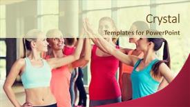  Presentation with women making - Slides enhanced with women making high five background and a cream colored foreground