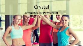  Presentation with women making - Theme enhanced with women making high five background and a soft green colored foreground
