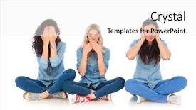  Presentation with women making - Presentation having women making the no evil background and a white colored foreground