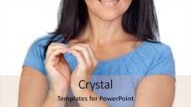  Presentation with women making - Theme with women making the symbol of a heart isolated on a over white background background and a coral colored foreground