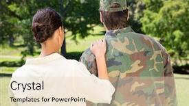  Presentation with sunny doll - Cool new theme with handsome soldier reunited with partner backdrop and a lemonade colored foreground