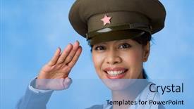  Presentation with customer service face of pretty - Audience pleasing presentation theme consisting of african american military women - portrait of pretty female backdrop and a light blue colored foreground