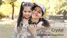  Presentation with daughter - Colorful presentation design enhanced with woman in army uniform backdrop and a coral colored foreground