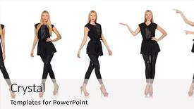  Presentation with black women - Audience pleasing PPT theme consisting of women montage - pretty woman in tight black backdrop and a white colored foreground