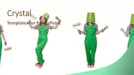  Presentation with fade blue painted red white - Presentation theme enhanced with women montage - woman painter isolated background and a cream colored foreground