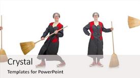  Presentation with brush stroke for google - Beautiful presentation theme featuring women montage - woman with sweeping brush isolated backdrop and a  colored foreground