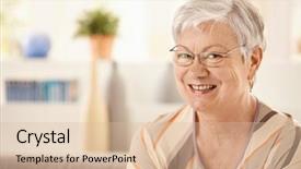 Presentation with elderly home - Beautiful slide deck featuring women mood - portrait of elderly woman backdrop and a lemonade colored foreground