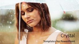  Presentation with sad girl dark - Presentation theme having women mood - portrait of sad young girl background and a coral colored foreground