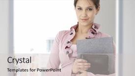  Presentation with employee anniversary work office - Amazing presentation theme having women mood - portrait of young caucasian office backdrop and a  colored foreground