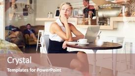  Presentation with coffee shop - Presentation consisting of women network - business woman sitting background and a coral colored foreground