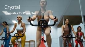  Presentation with stationary bikes - Presentation design enhanced with women-on-stationary-bikes-front background and a gray colored foreground