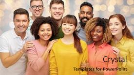  Presentation with ethnic group - Colorful slides enhanced with women over holidays lights background backdrop and a gold colored foreground