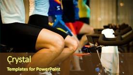  Presentation with silhouettes men women - Presentation theme with women pedalling on stationery bikes background and a tawny brown colored foreground