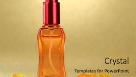  Presentation with perfume - Audience pleasing PPT layouts consisting of women perfume in beautiful bottle backdrop and a gold colored foreground