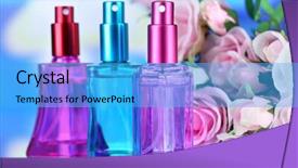  Presentation with perfume - Slide set enhanced with beautiful bottles and flowers background and a light blue colored foreground