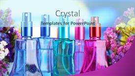  Presentation with perfume - Colorful PPT theme enhanced with beautiful bottles and flowers backdrop and a cool aqua colored foreground