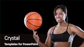  Presentation with basketball female - Cool new PPT theme with women playing sports - attractive african female basketball backdrop and a wine colored foreground