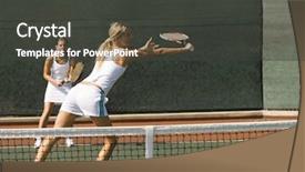  Presentation with professional tennis player athlete man - Colorful presentation theme enhanced with women playing sports - female tennis player stretching backdrop and a  colored foreground