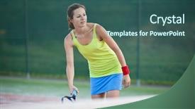  Presentation with pretty female military - Colorful slide set enhanced with women playing sports - pretty young female tennis player backdrop and a  colored foreground