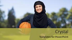  Presentation with woman sport - Slide deck consisting of women playing sports - sport fitness and people concept background and a yellow colored foreground