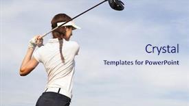  Presentation with women golf - Cool new presentation with women playing sports - woman golf player teeing-off backdrop and a sky blue colored foreground