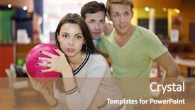  Presentation with woman - Cool new slides with women playing sports - woman prepares to throw backdrop and a coral colored foreground