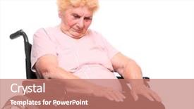 Presentation with wheelchair - Audience pleasing presentation theme consisting of women poverty - elderly paraplegic woman sitting backdrop and a coral colored foreground