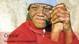  Presentation with focus - Slides having women poverty - old african woman with focus background and a red colored foreground
