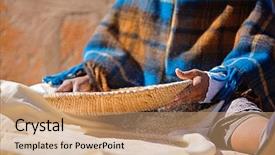  Presentation with sorghum - Presentation theme with women poverty - portrait of african woman background and a coral colored foreground